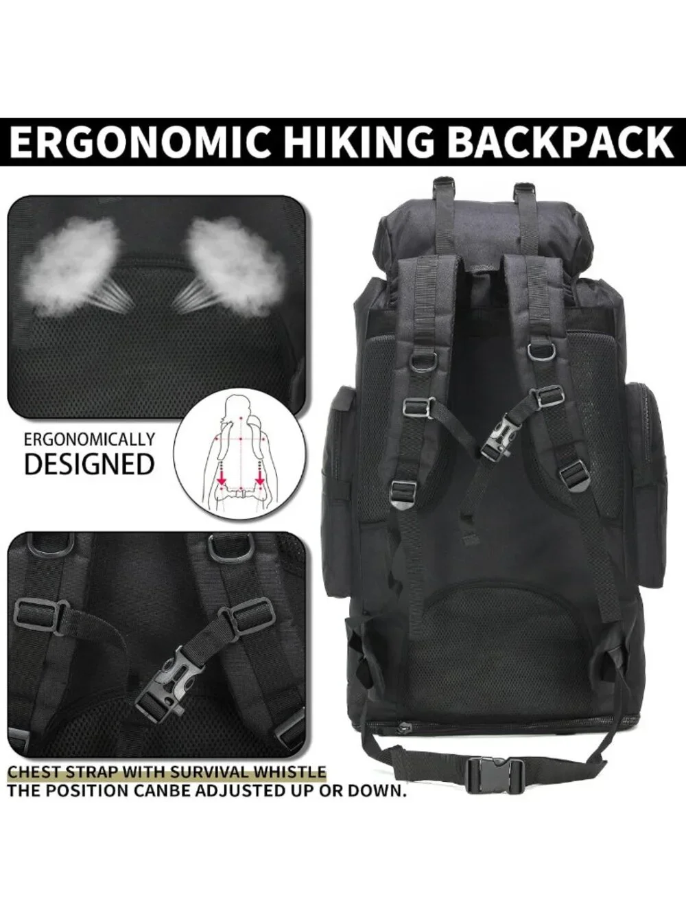 70L/100L Hiking Backpack for Men - Military Rucksack, Molle Assault Pack for